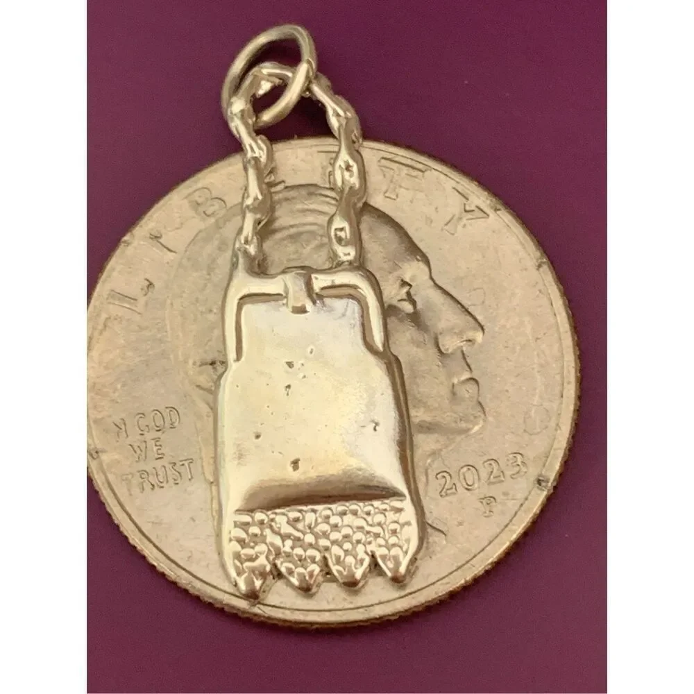 .925 Victorian Vintage Purse with Fringe Sterling Silver Jewelry Charm #purse